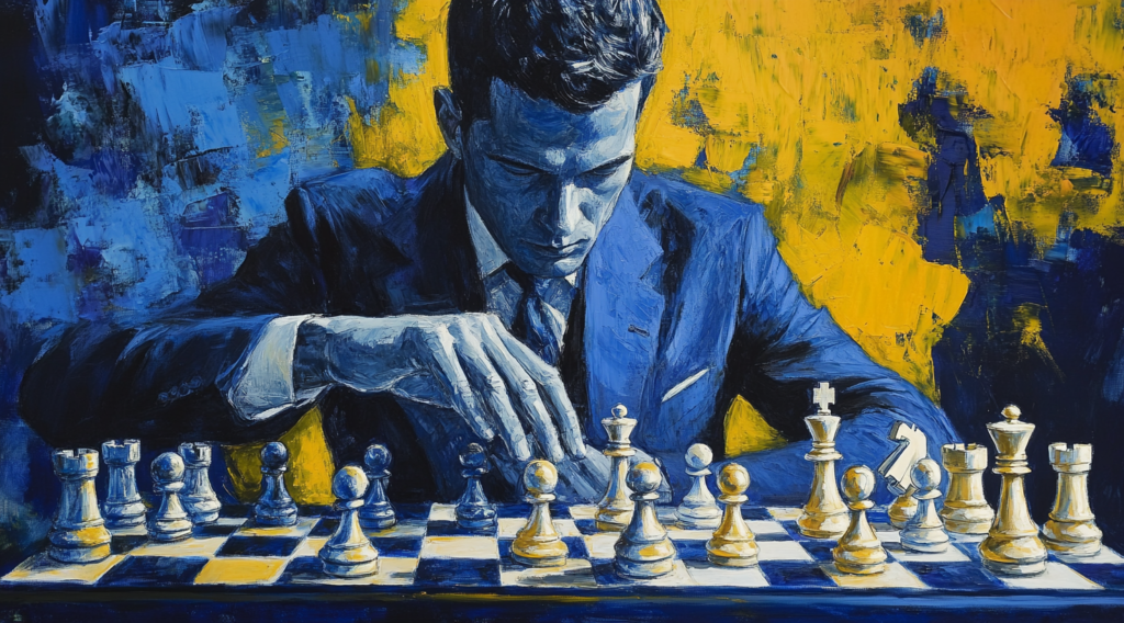 Man in Suit Playing Chess - Representing Political Strategy