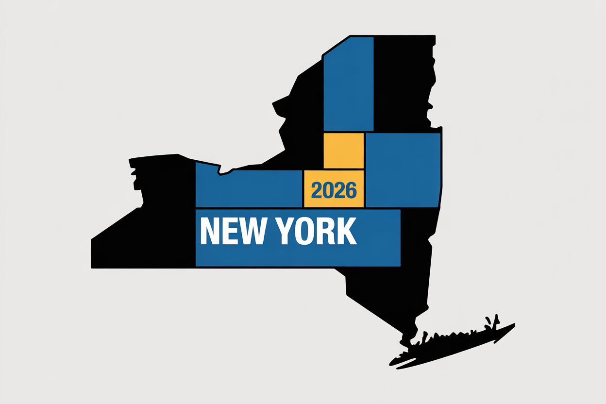 A neutral graphic showing a 2026 New York voting map or ballot.