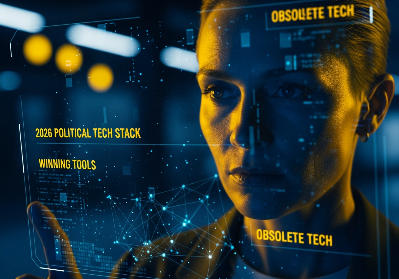 Chart comparing 2026 political tech stack winning tools vs obsolete tech for democratic campaigns