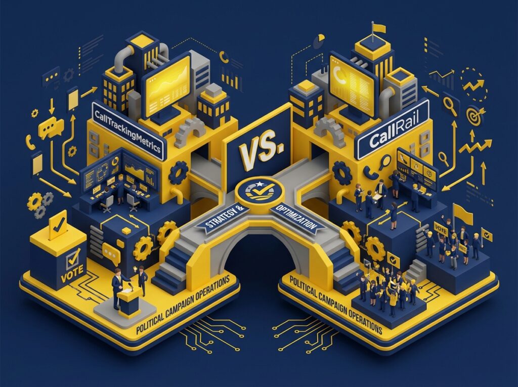 Comparison chart of CallTrackingMetrics vs. CallRail for Political Campaign Operations