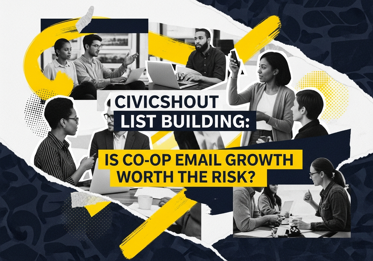 Dashboard showing email growth metrics for a Democratic campaign using CivicShout.