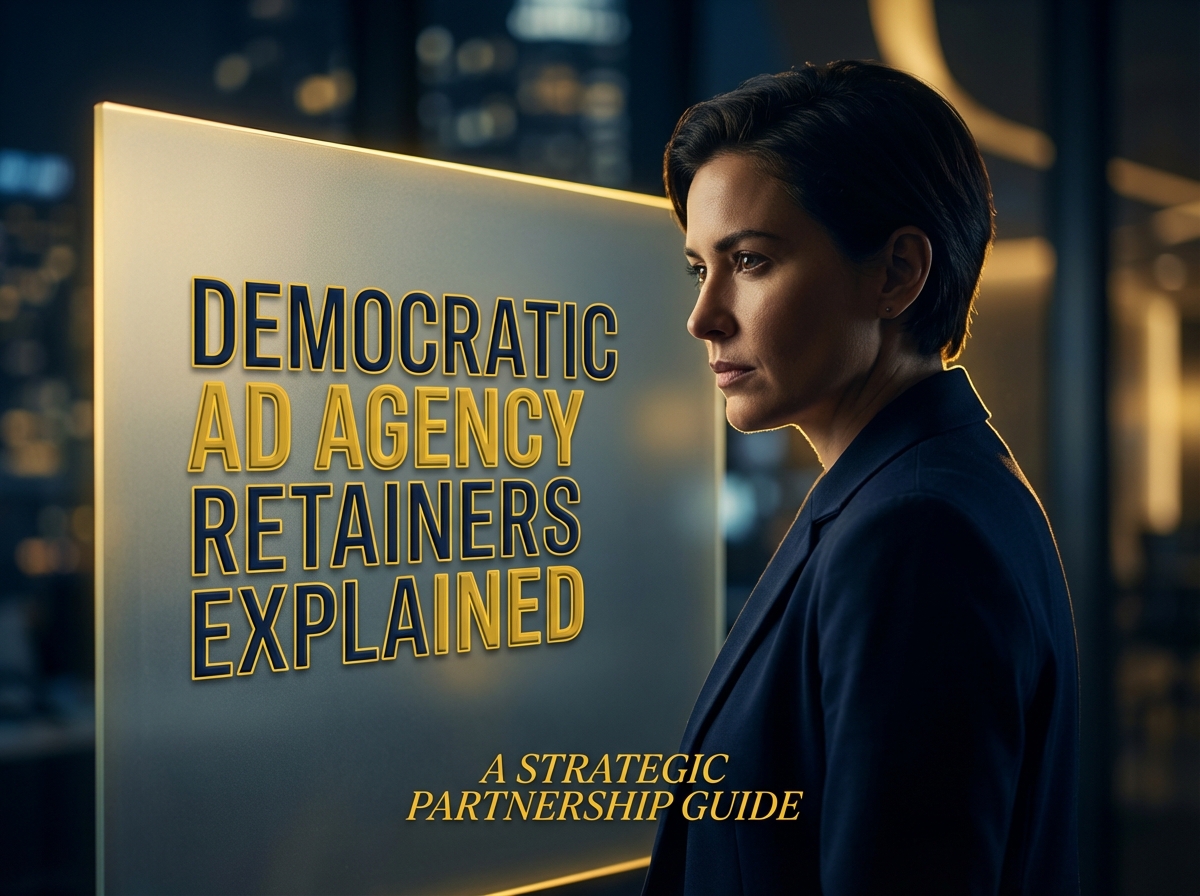 Chart showing Democratic Ad Agency Retainers Explained across small, mid-size, and enterprise pricing tiers
