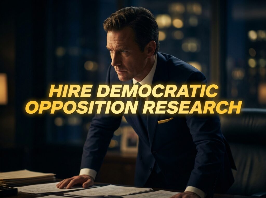 Strategy meeting discussing democratic opposition research files