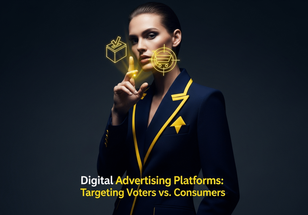 Comparison of Digital Advertising Platforms Targeting Voters vs Consumers on a dashboard