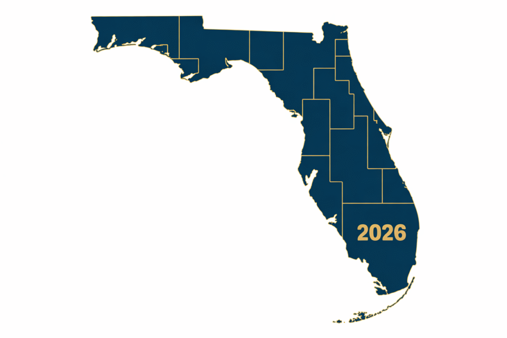 A map of Florida highlighting the 2026 governor election.