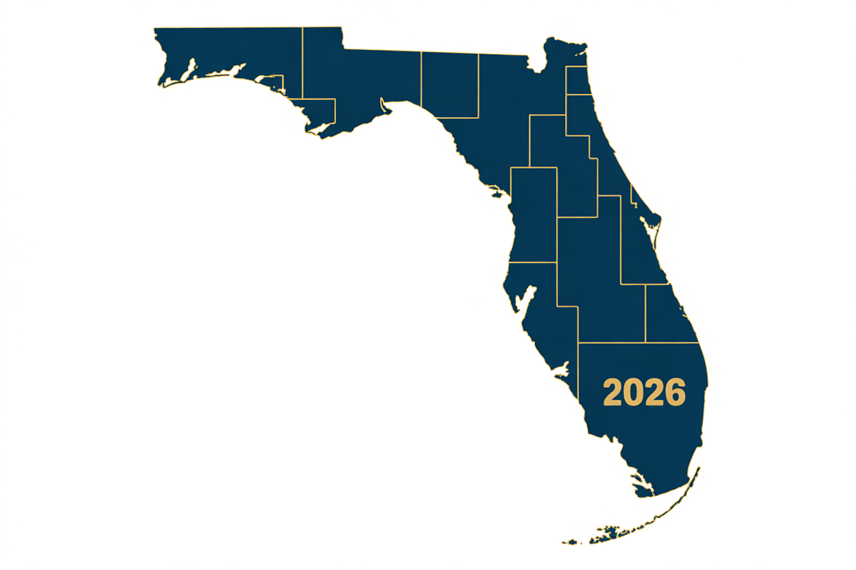 A map of Florida highlighting the 2026 governor election.