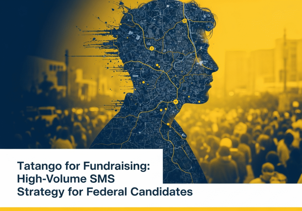 Smartphone displaying a political fundraising text message with an ActBlue link