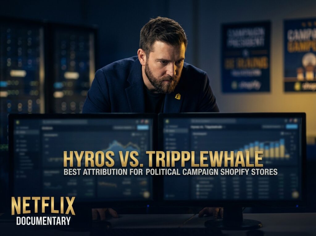 Comparison of Hyros and TripleWhale analytics dashboards for political campaign merchandise stores