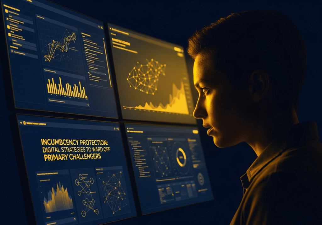 Democratic incumbent using tablet for digital strategy analysis