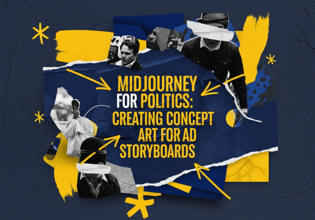 Political campaign team reviewing AI generated ad storyboards