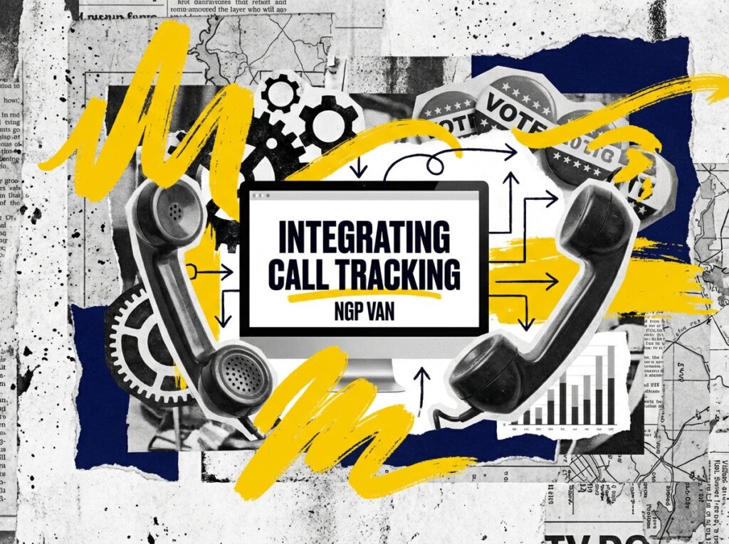 Political campaign dashboard showing call tracking data sync with NGP VAN