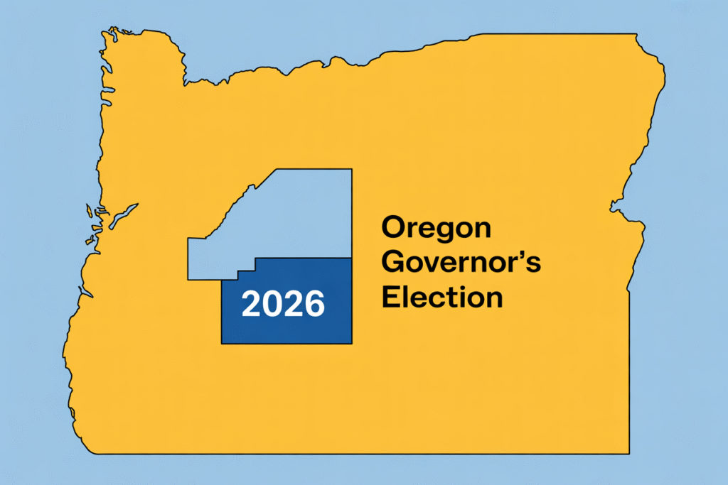 Oregon state map highlighting the 2026 governor’s election.