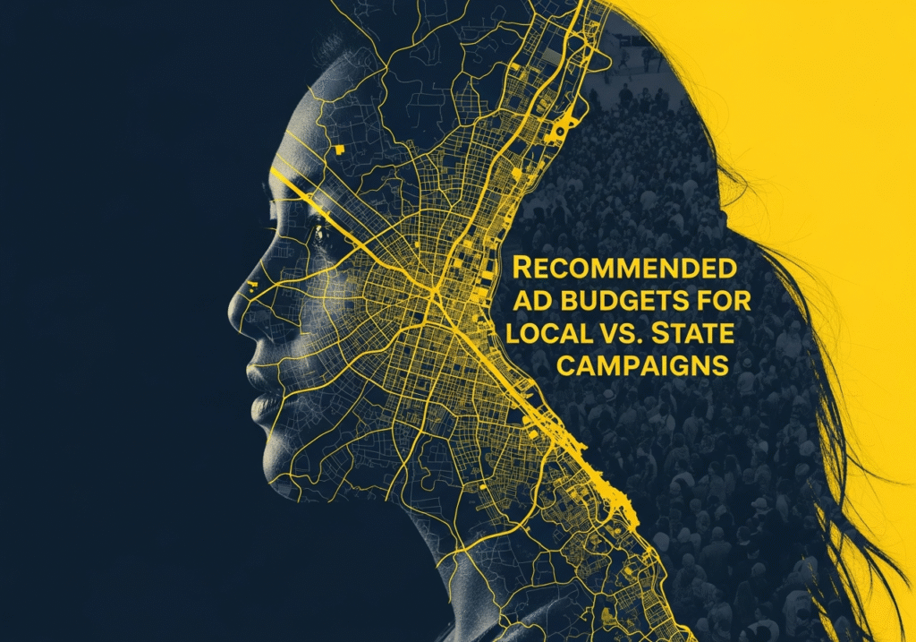 Chart showing recommended ad budgets for local vs. state campaigns