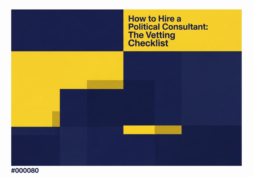 Political campaign manager reviewing a vetting checklist on a tablet