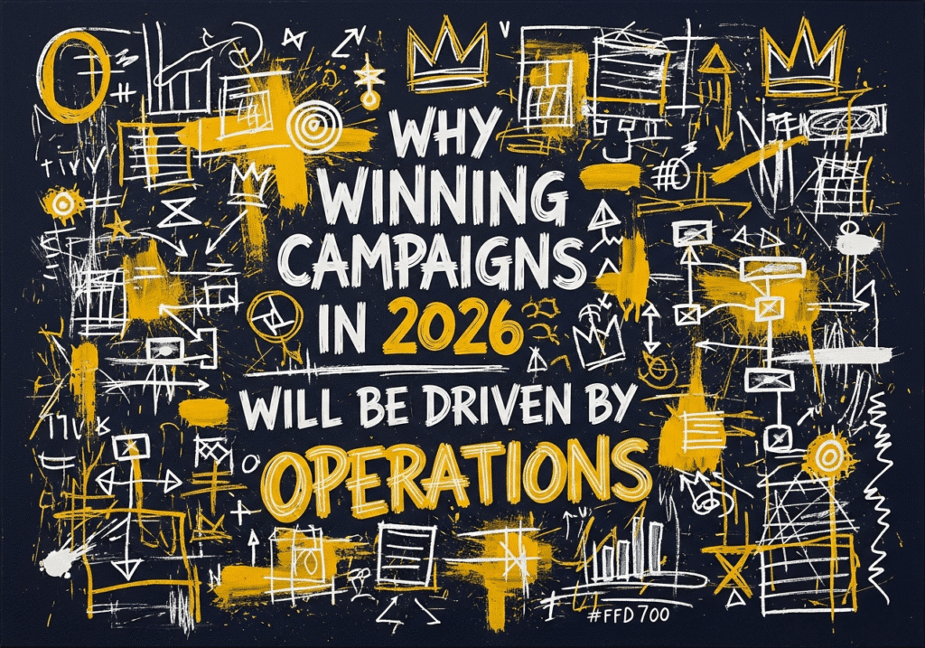 Campaign team analyzing data on digital dashboards for 2026 election strategy