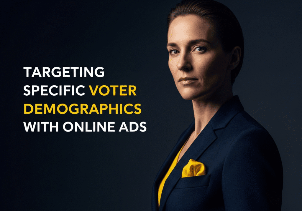Digital campaign map showing targeted voter demographics on a screen