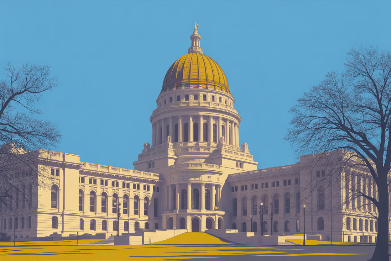 A nonpartisan image of the Wisconsin State Capitol in 2026 election season.