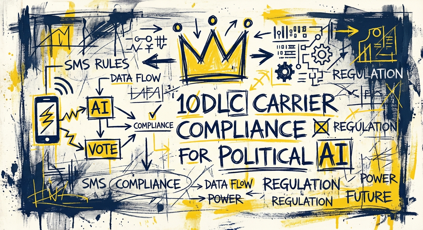 Mobile phone displaying verified political campaign text message with AI generated content