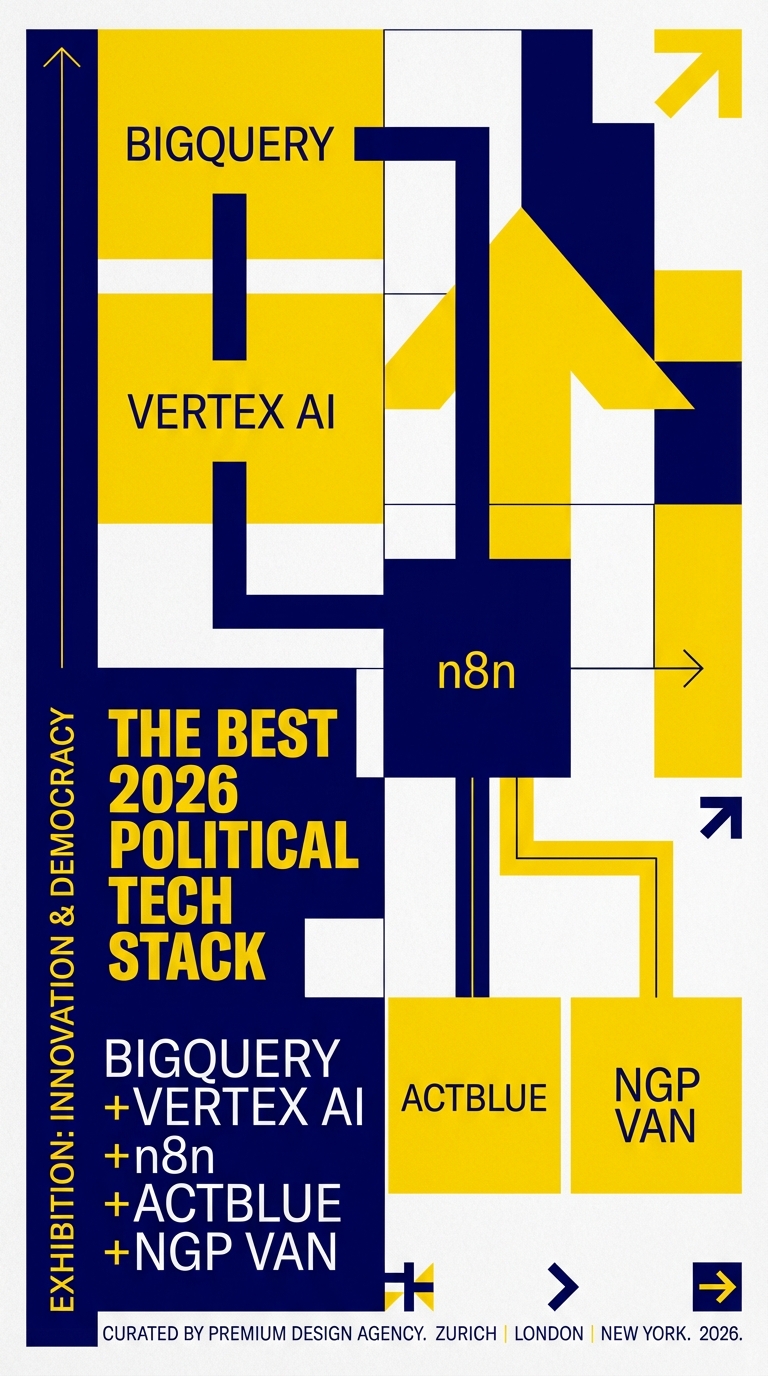 The Best 2026 Political Tech Stack: BigQuery, Vertex AI, n8n, ActBlue and NGP VAN diagram