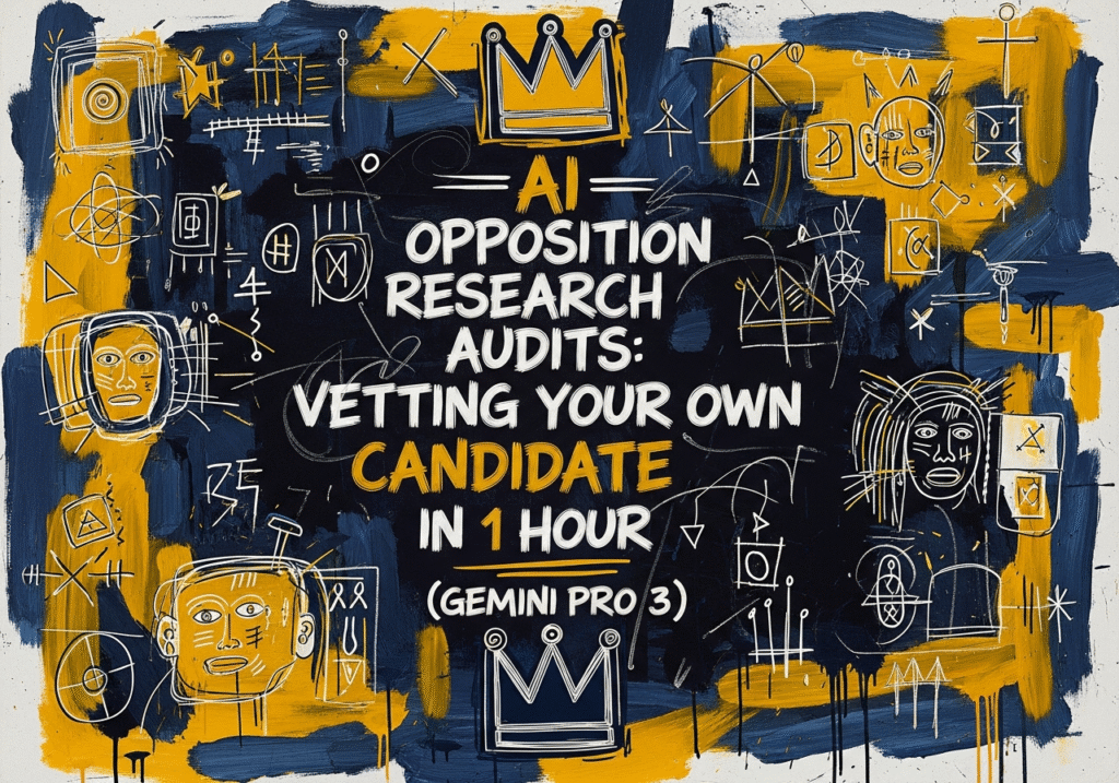 Campaign manager analyzing candidate data on multiple screens using Gemini Pro 3