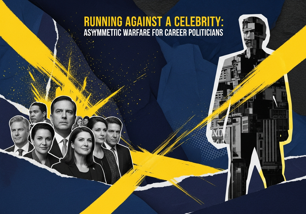 Democratic campaign manager analyzing voter data against a celebrity opponent