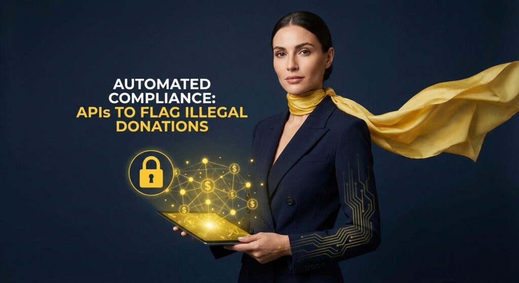 Dashboard showing automated compliance checks flagging illegal political donations