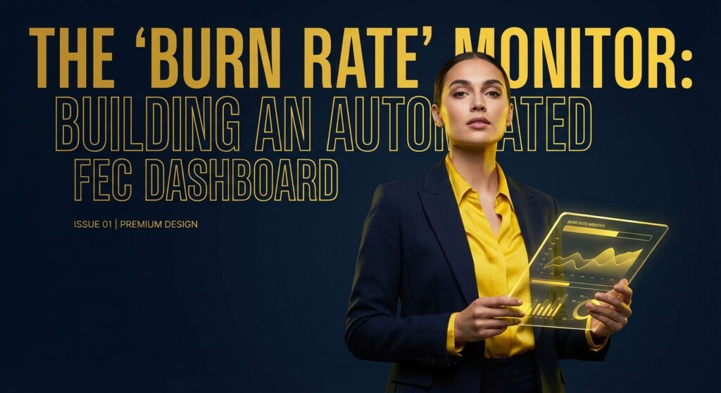 Automated FEC burn rate dashboard displaying cash on hand and fundraising velocity