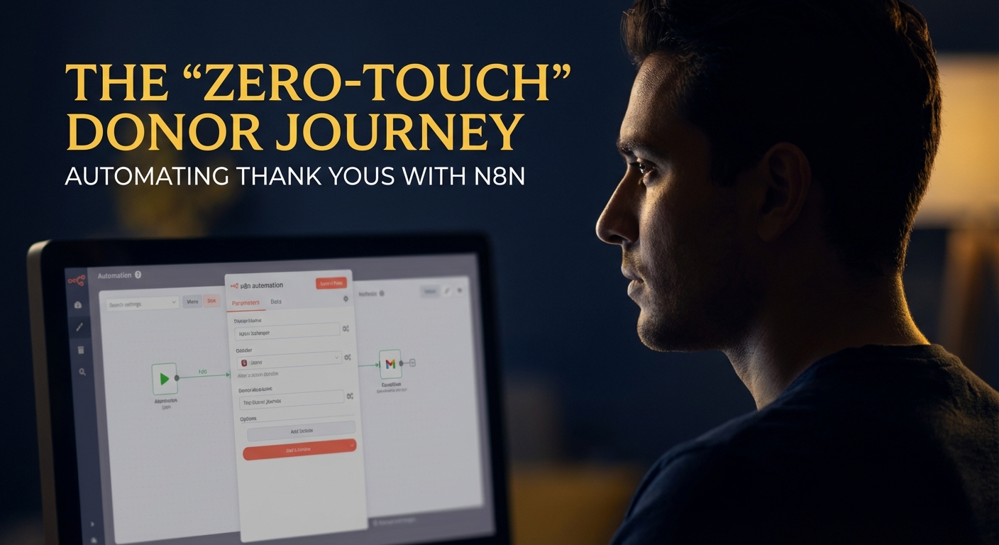 A visual workflow in n8n automating donor thank you emails for a Democratic campaign.