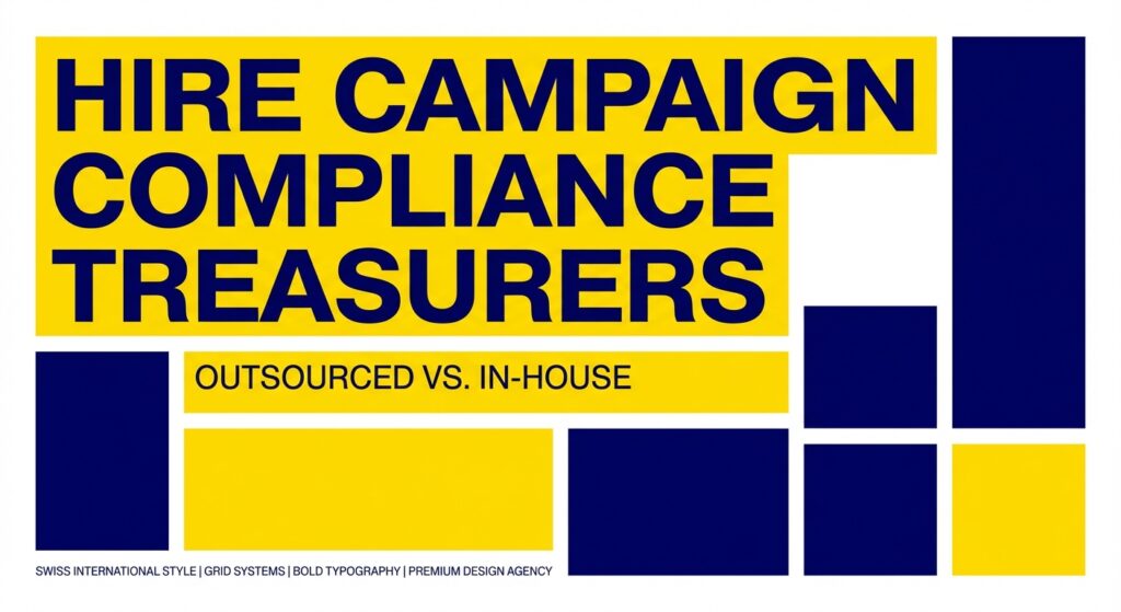 Democratic campaign team reviewing FEC compliance reports on a laptop