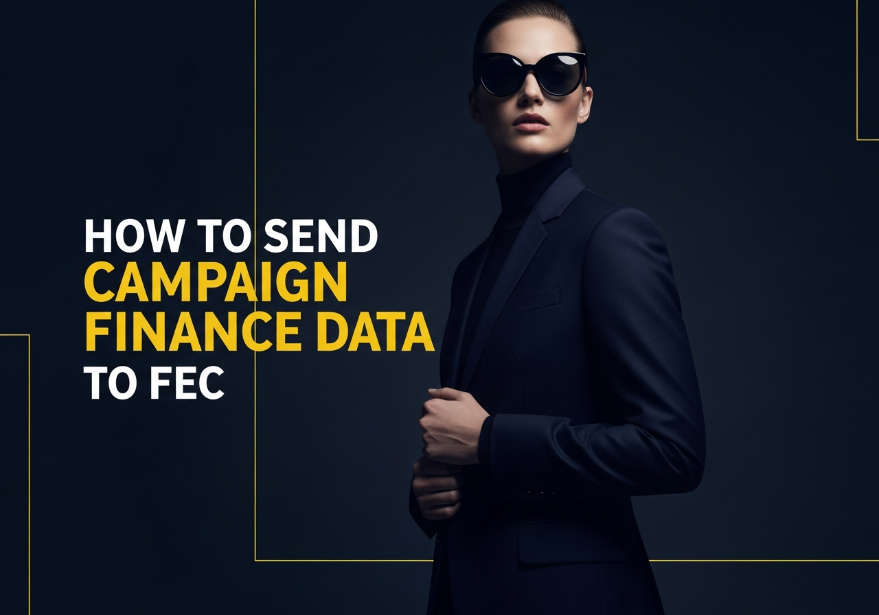 A campaign treasurer analyzing financial data on a laptop with FEC compliance software open.