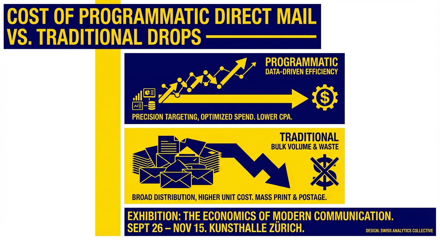 Democratic campaign manager reviewing Cost of Programmatic Direct Mail vs. Traditional Drops on a budget spreadsheet.