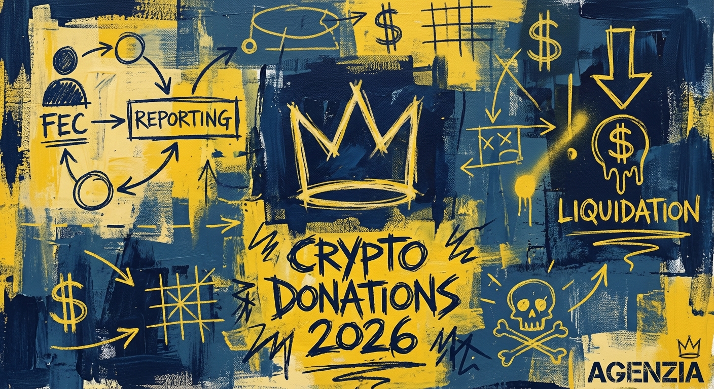 Mobile phone displaying crypto donation interface for a democratic campaign