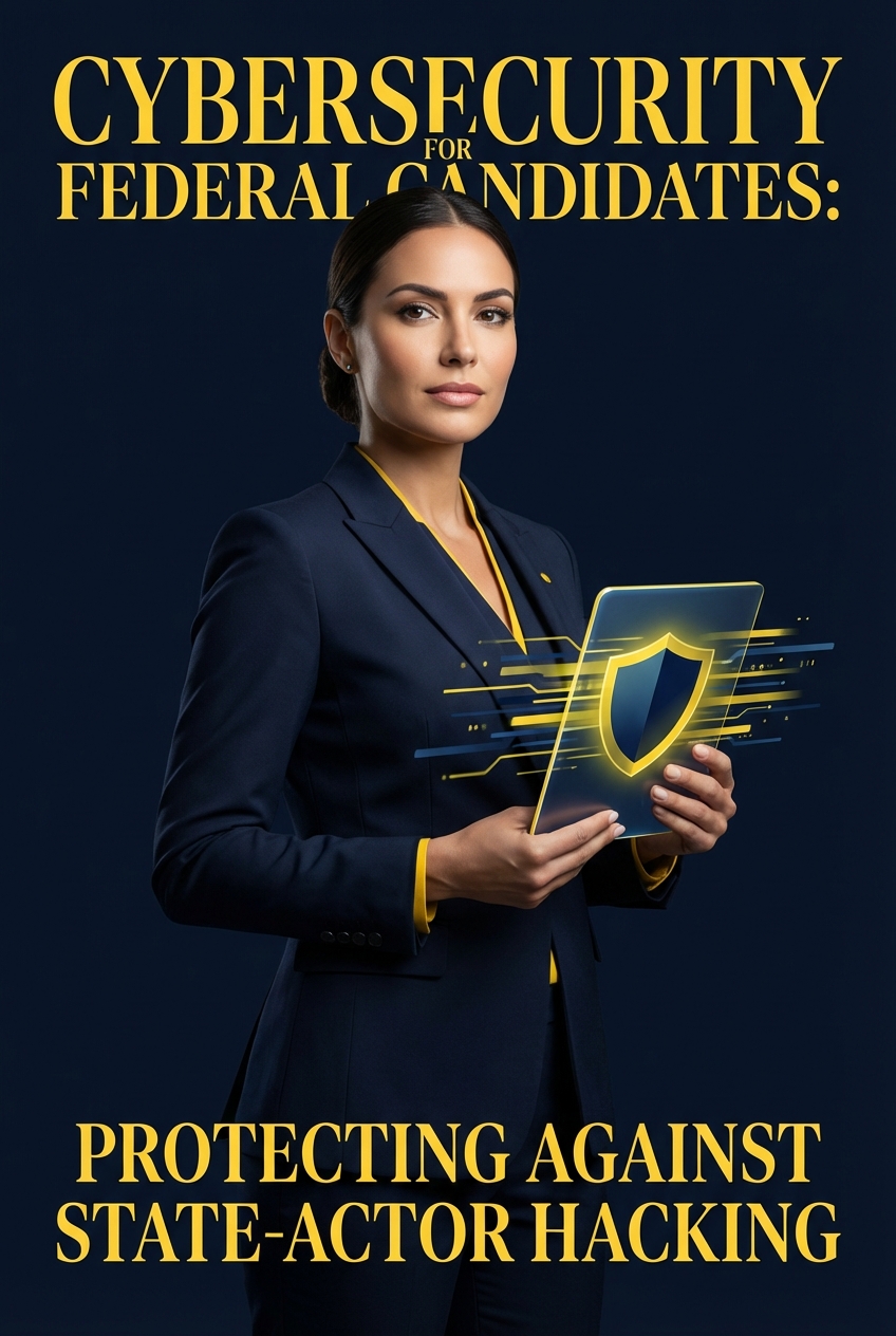 Cybersecurity for Federal Candidates Protecting Against State-Actor Hacking graphic with lock icon