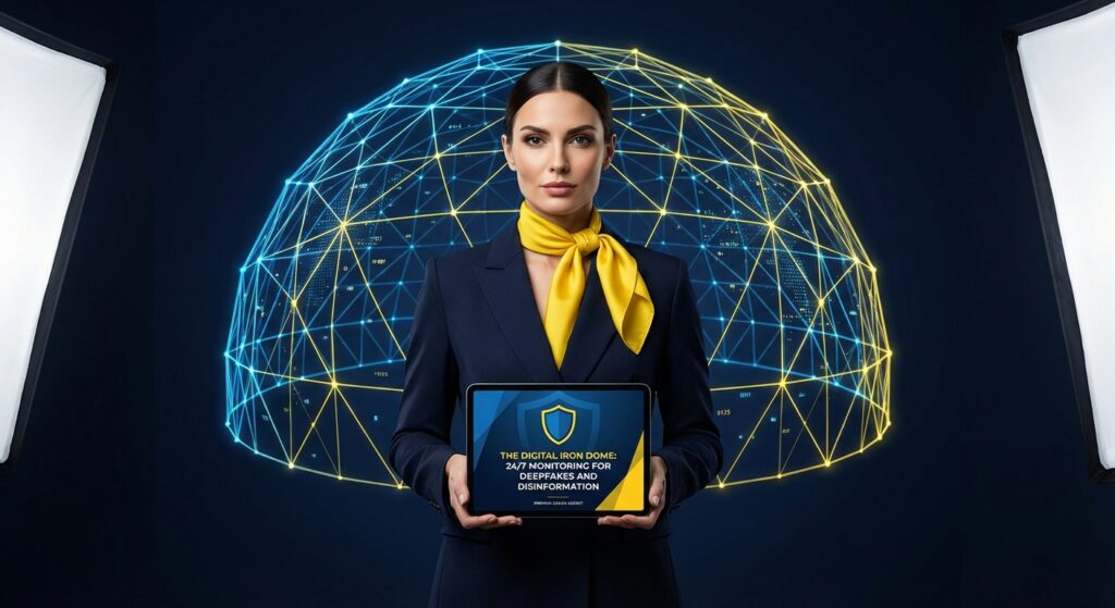 The Digital Iron Dome 24/7 Monitoring for Deepfakes and Disinformation interface screen