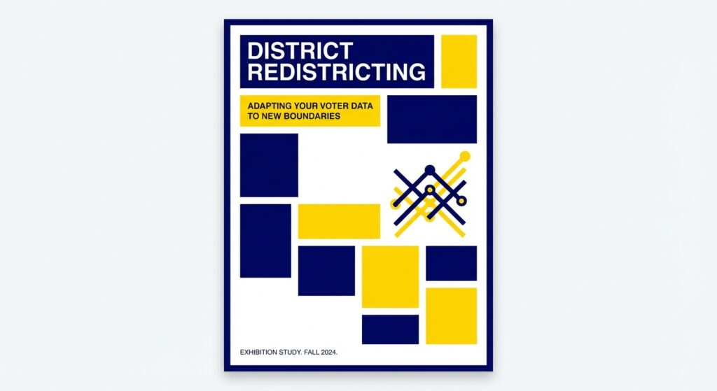 Digital map interface showing district redistricting and voter data adaptation