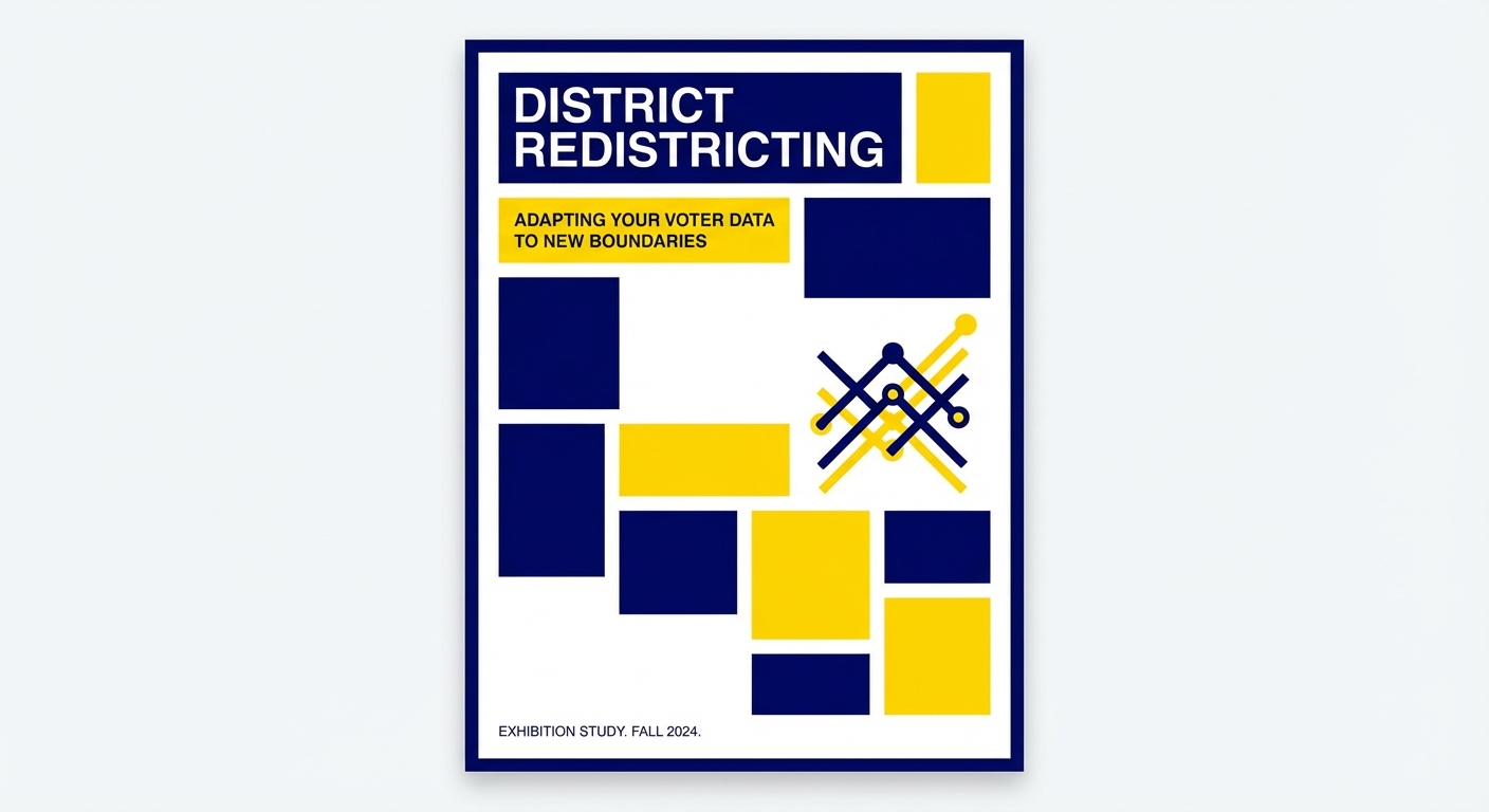 Digital map interface showing district redistricting and voter data adaptation