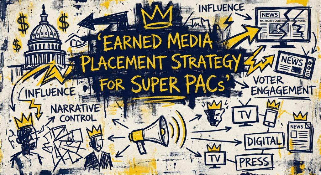 Earned Media Placement Strategy For Super PACs showing press microphones