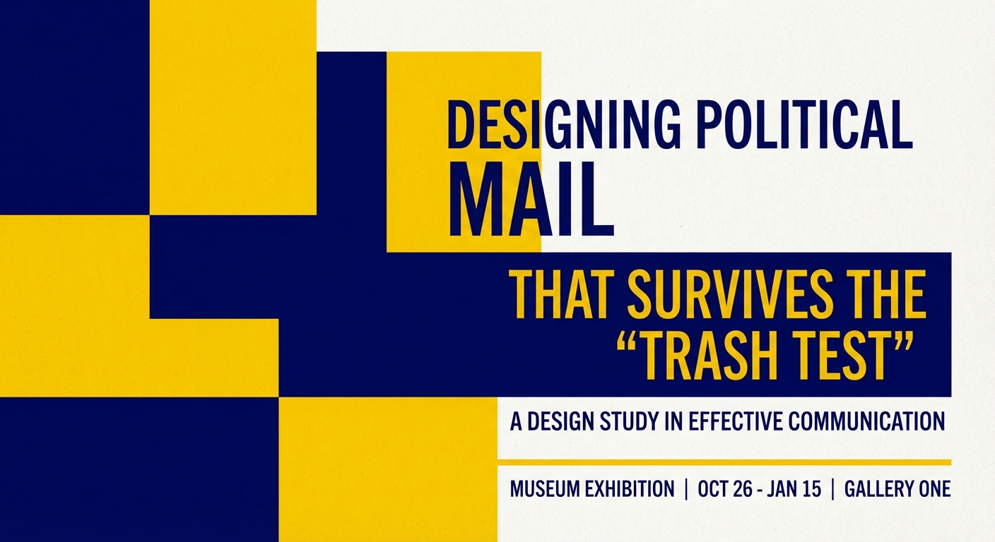 Democratic campaign mailer on a table designed to pass the trash test