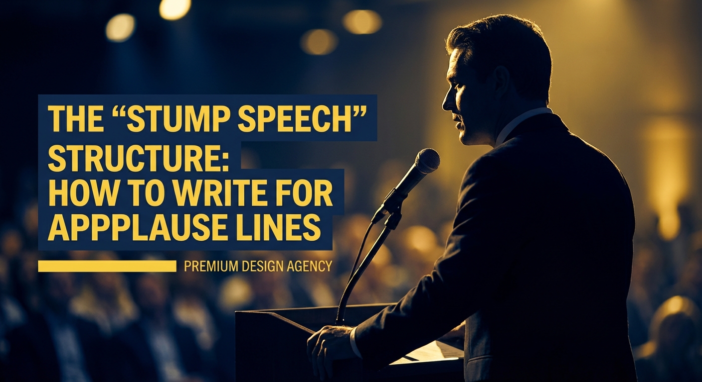 Democratic candidate delivering a stump speech to a cheering crowd