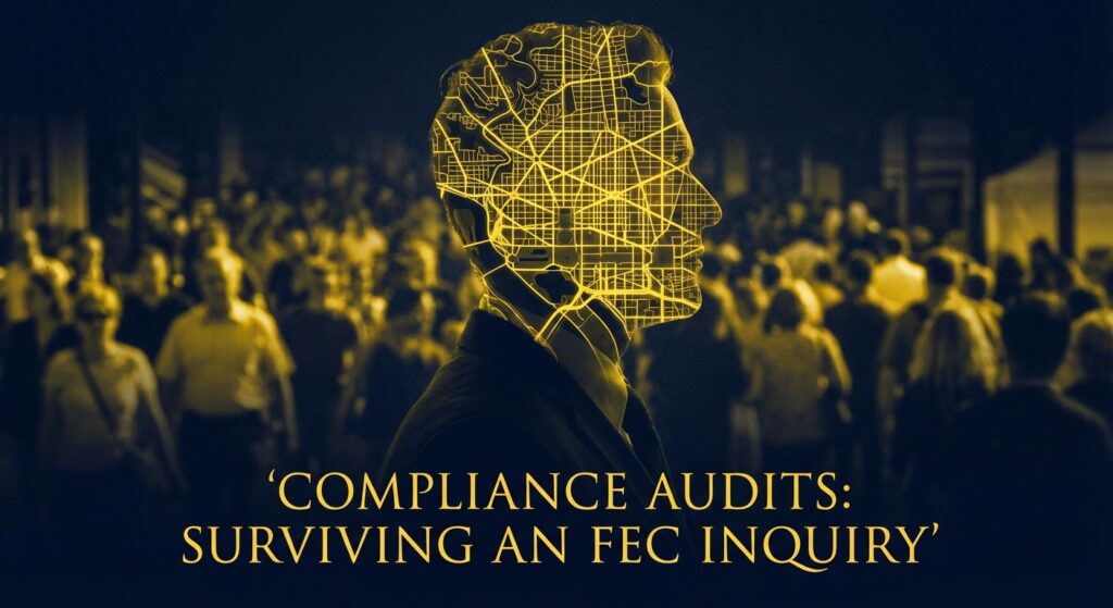 Democratic campaign team reviewing financial compliance documents