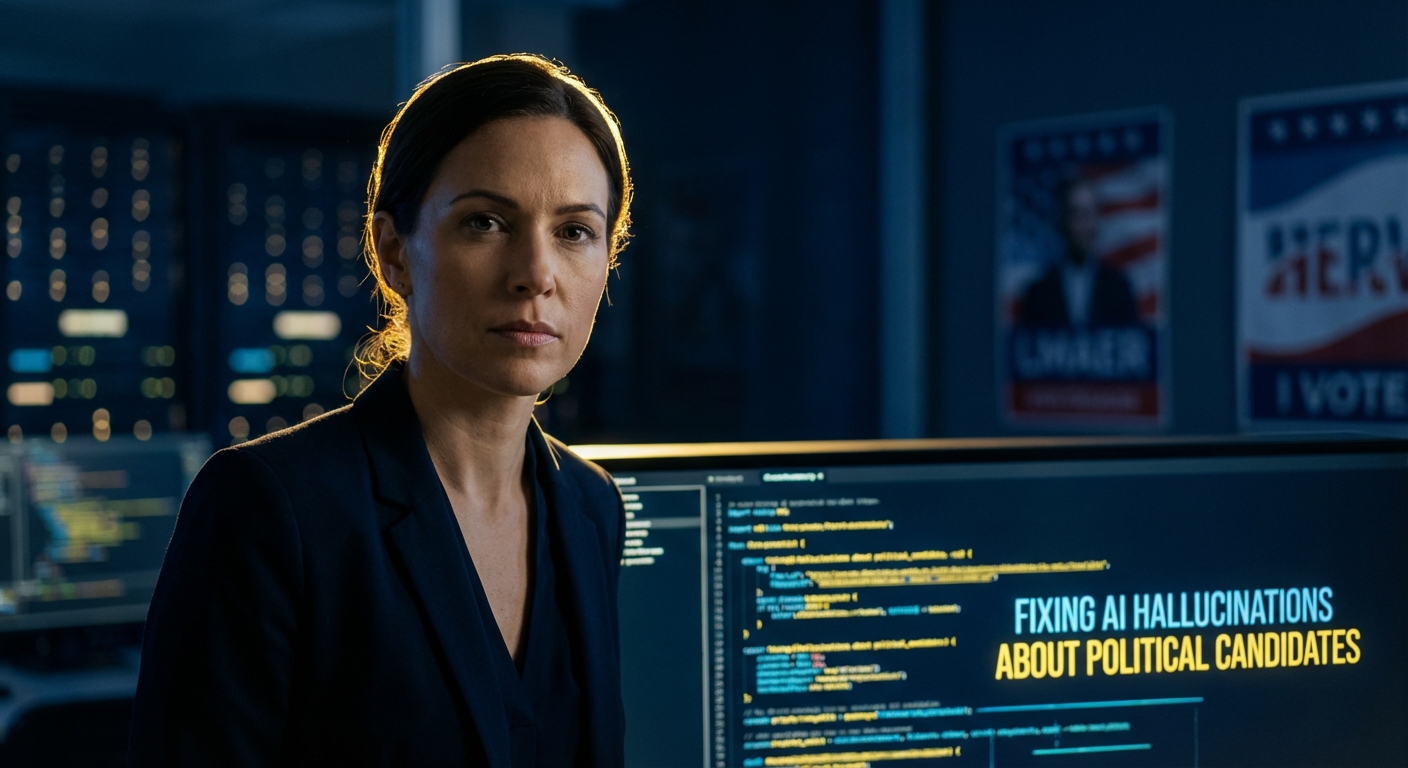 Political strategist reviewing AI data on a tablet