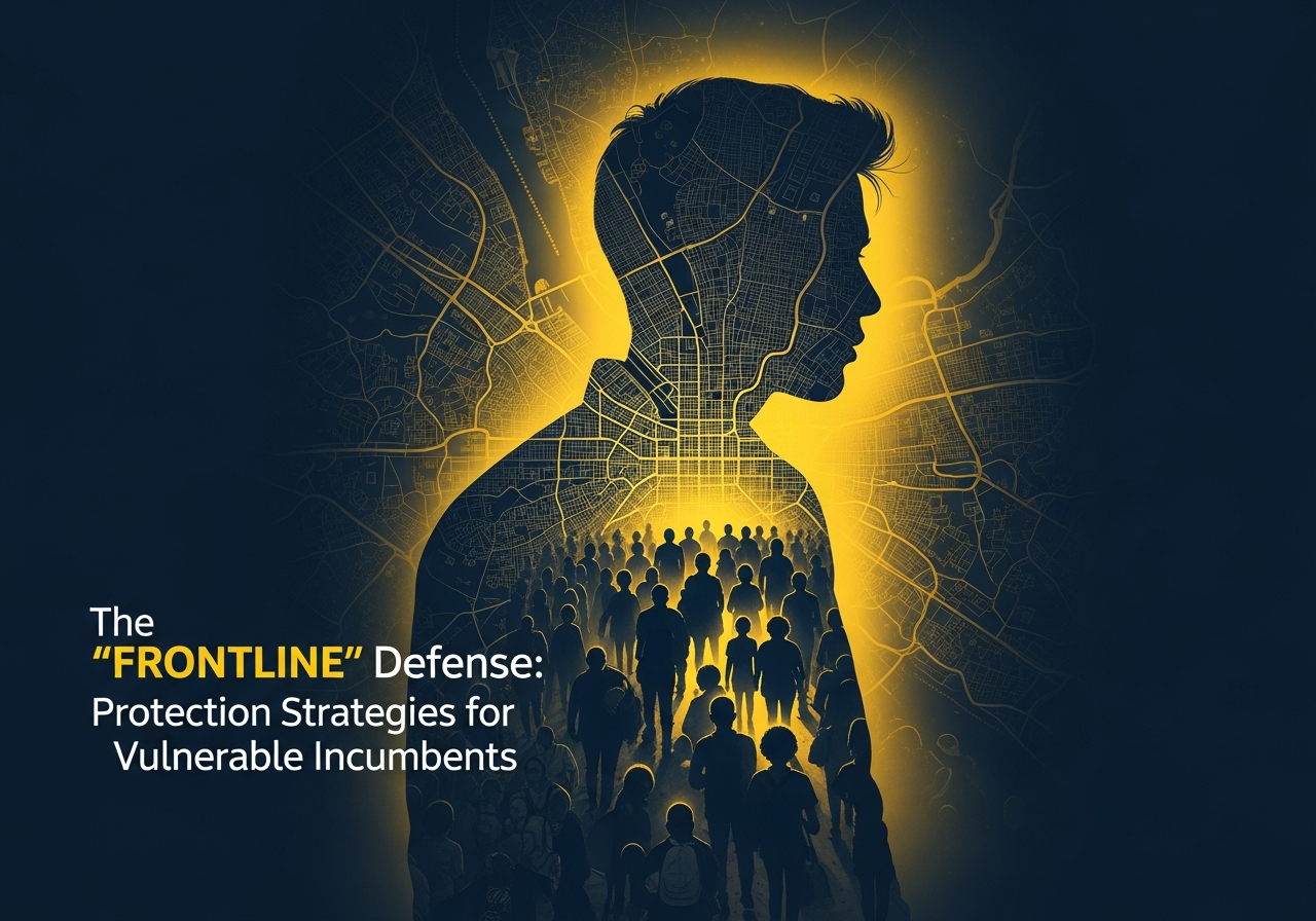 Democratic incumbent reviewing campaign strategy map with consultants