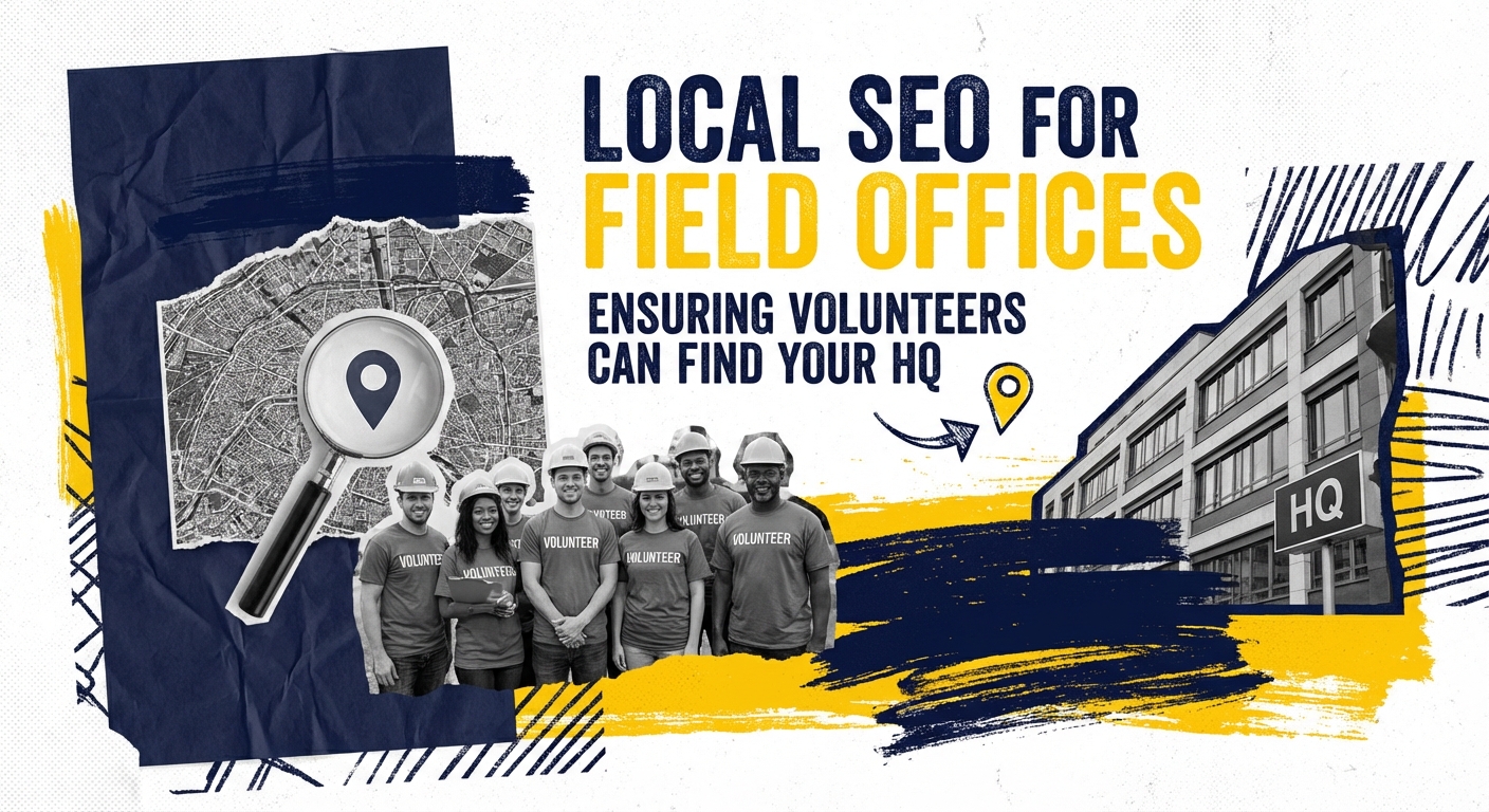 Democratic campaign volunteers looking at a map on a tablet inside a busy field office