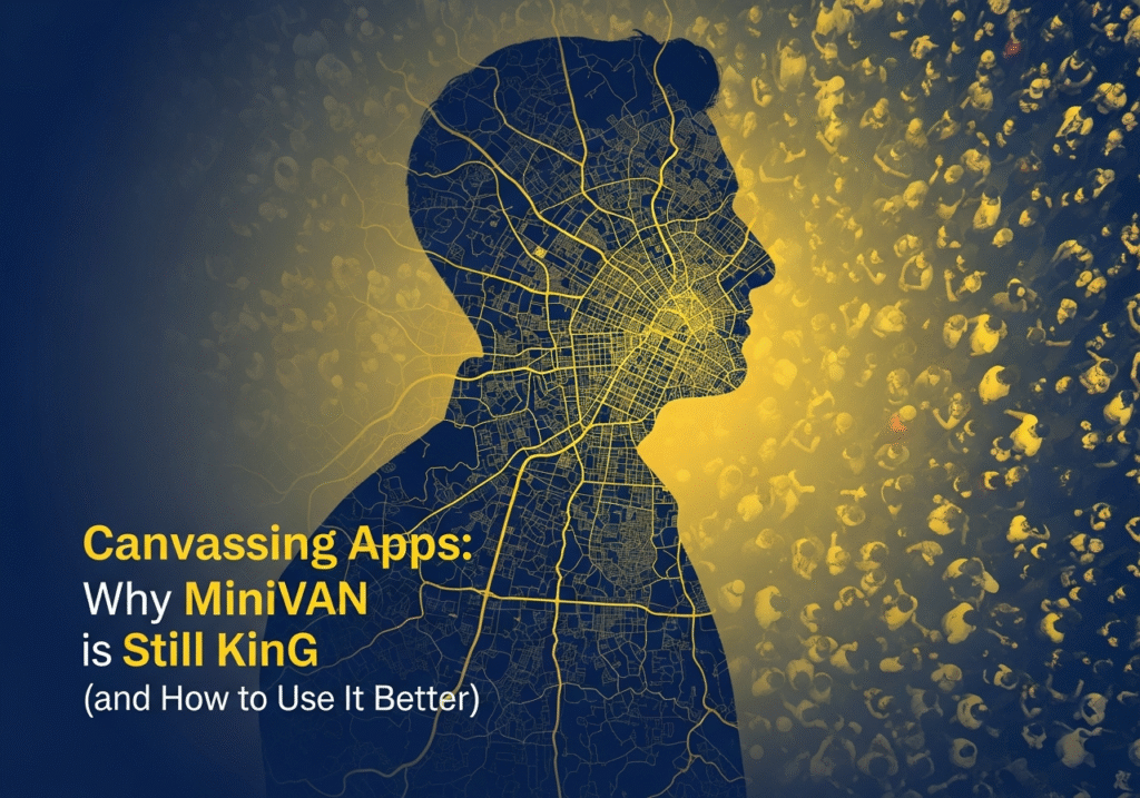 Democratic volunteer using MiniVAN app on a smartphone for canvassing