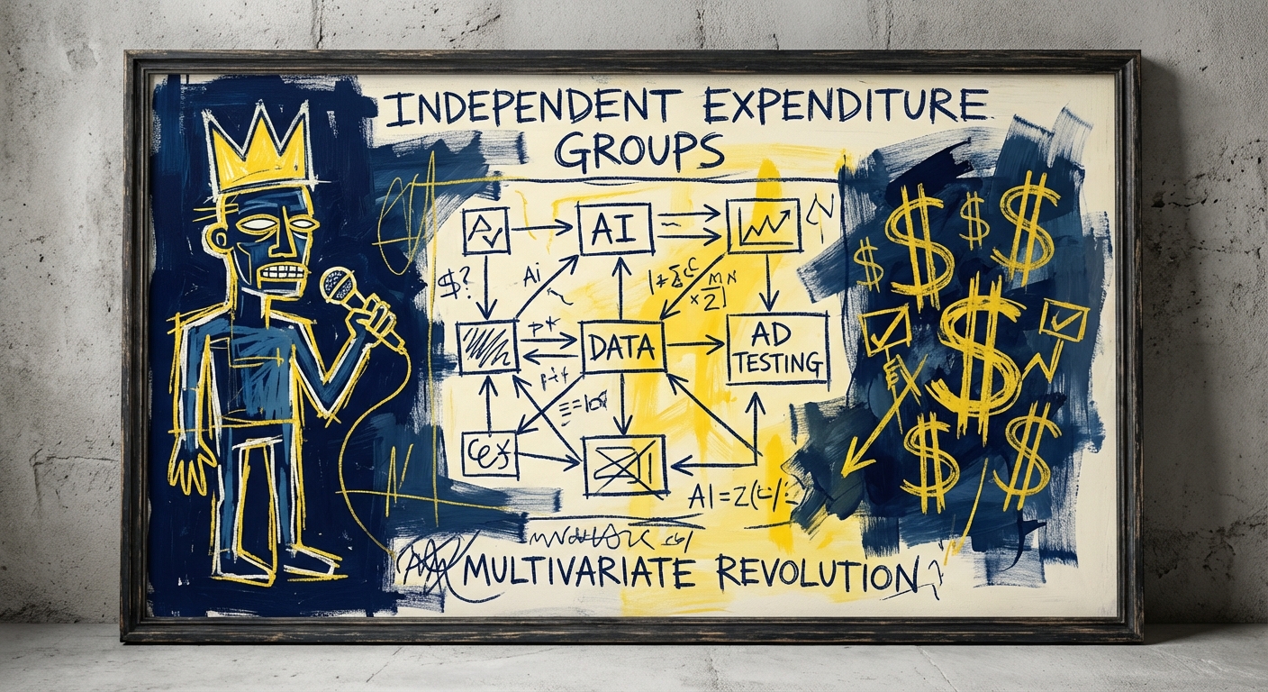 Dashboard showing multivariate ad testing AI results for a democratic campaign