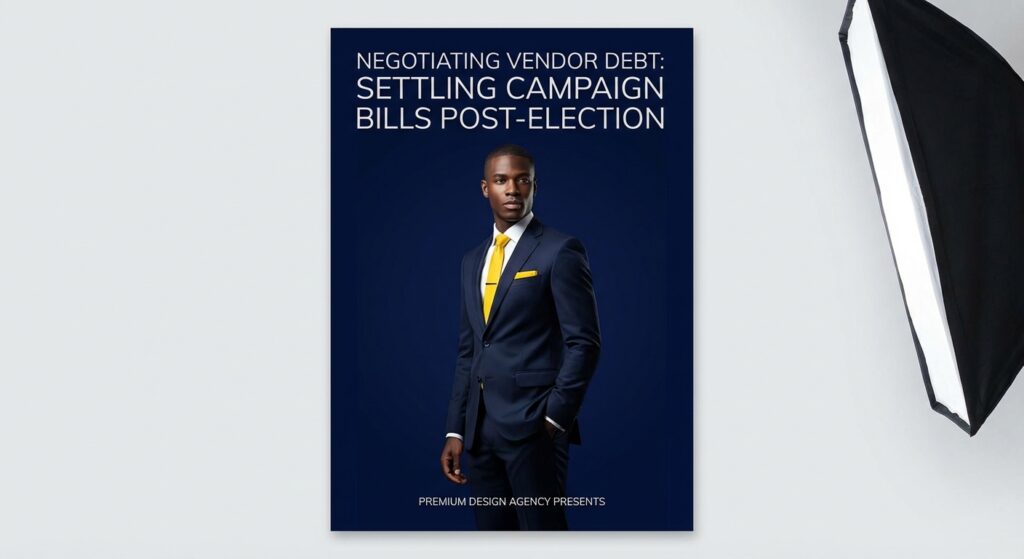 Democratic campaign manager reviewing vendor invoices and compliance software