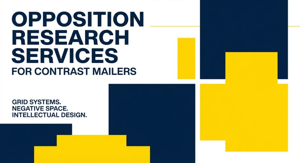 Opposition Research Services for Contrast Mailers strategy session with political consultants analyzing voter data