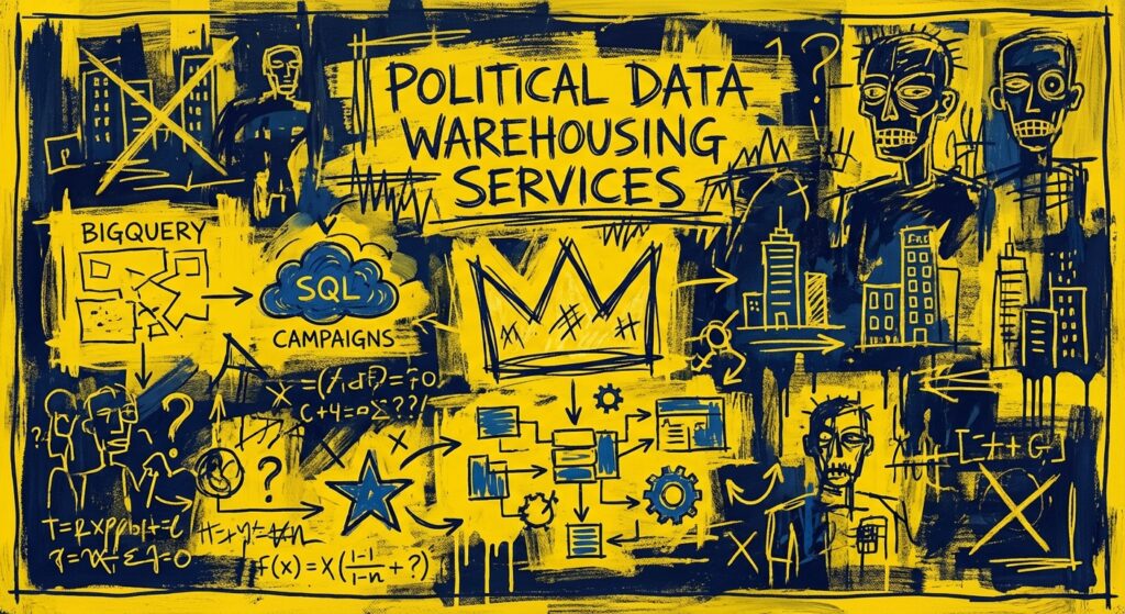 Democratic campaign data analyst writing SQL queries in BigQuery on a laptop