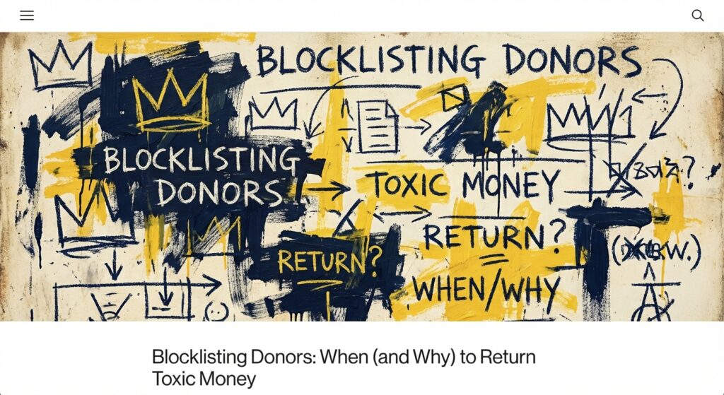 Campaign finance team reviewing donor blocklist on computer screens