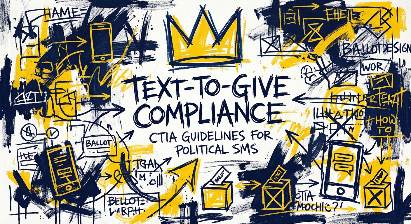 Smartphone displaying a compliant political donation text message with opt-out instructions